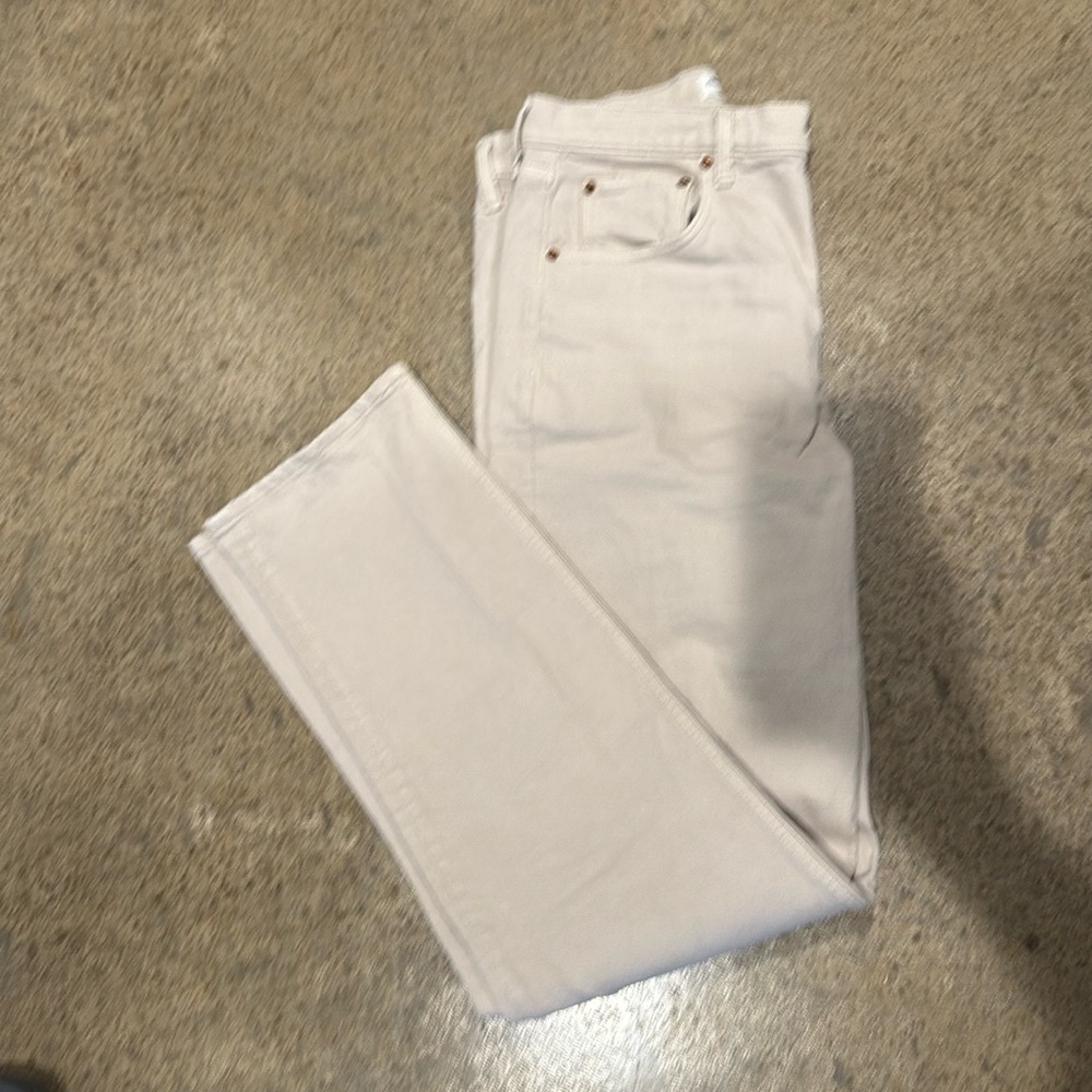 Abercrombie 90’s straight Ultra High Rise Cream Jeans
